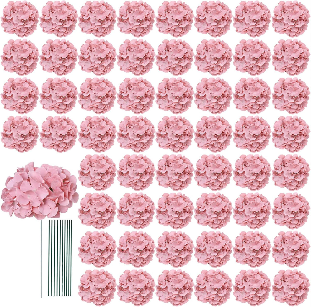 65pcs White Hydrangea Artificial Flowers Bulk (Not Squished, No Steaming Need) Ivory Faux Hydrangeas Bouquet Silk Flowers with Stems for Wedding,Party,Centerpieces,Home,Baby Shower Decor