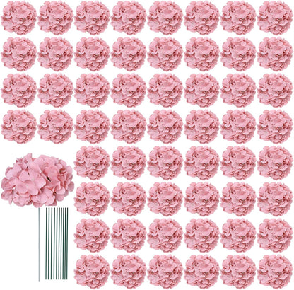 65pcs White Hydrangea Artificial Flowers Bulk (Not Squished, No Steaming Need) Ivory Faux Hydrangeas Bouquet Silk Flowers with Stems for Wedding,Party,Centerpieces,Home,Baby Shower Decor
