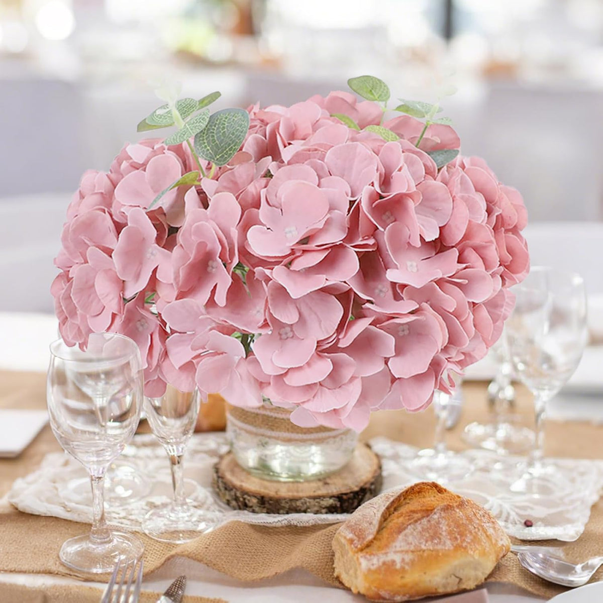 65pcs White Hydrangea Artificial Flowers Bulk (Not Squished, No Steaming Need) Ivory Faux Hydrangeas Bouquet Silk Flowers with Stems for Wedding,Party,Centerpieces,Home,Baby Shower Decor