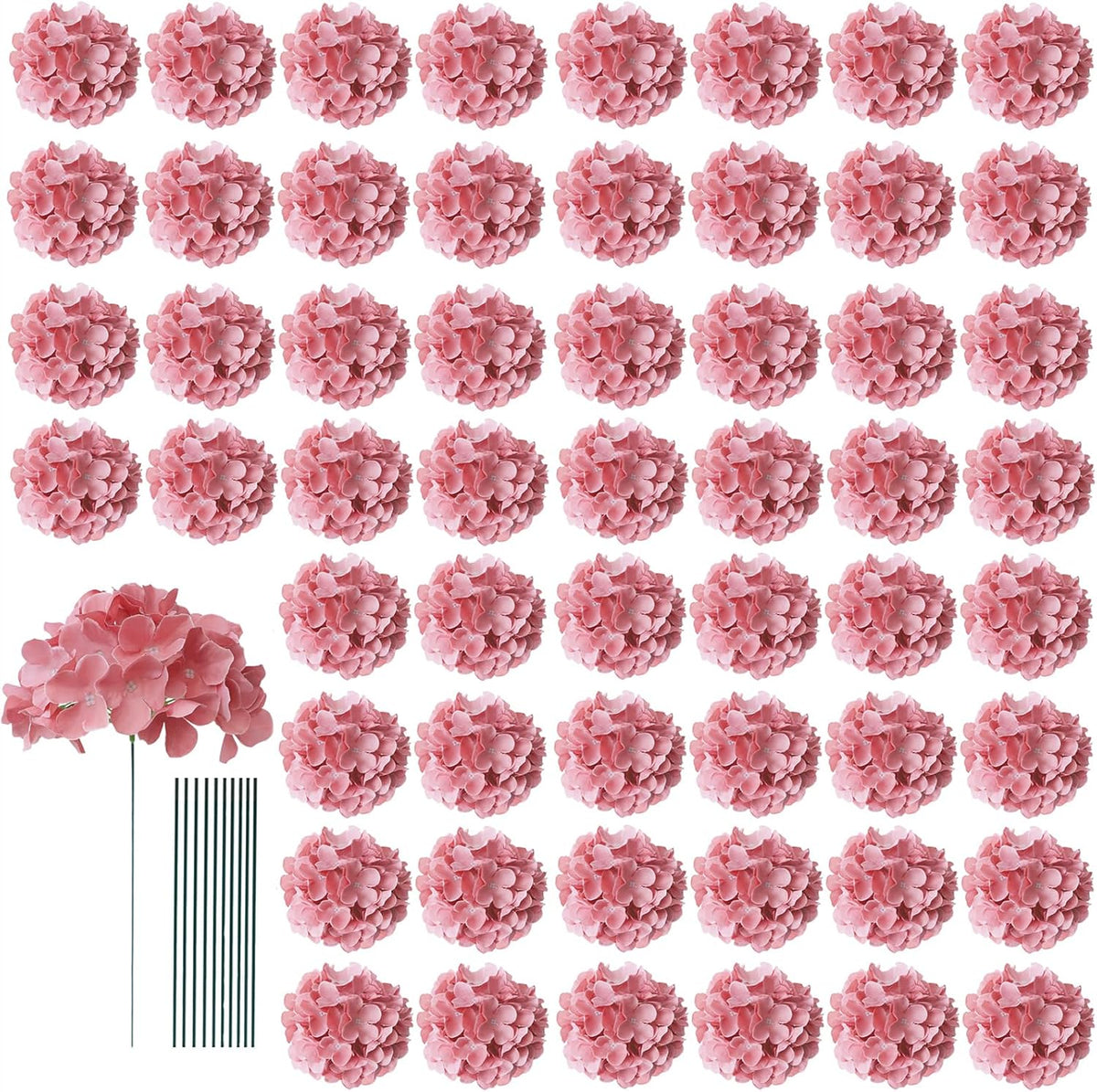 65pcs White Hydrangea Artificial Flowers Bulk (Not Squished, No Steaming Need) Ivory Faux Hydrangeas Bouquet Silk Flowers with Stems for Wedding,Party,Centerpieces,Home,Baby Shower Decor