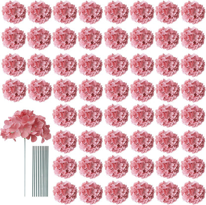 65pcs White Hydrangea Artificial Flowers Bulk (Not Squished, No Steaming Need) Ivory Faux Hydrangeas Bouquet Silk Flowers with Stems for Wedding,Party,Centerpieces,Home,Baby Shower Decor