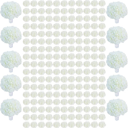 65pcs White Hydrangea Artificial Flowers Bulk (Not Squished, No Steaming Need) Ivory Faux Hydrangeas Bouquet Silk Flowers with Stems for Wedding,Party,Centerpieces,Home,Baby Shower Decor