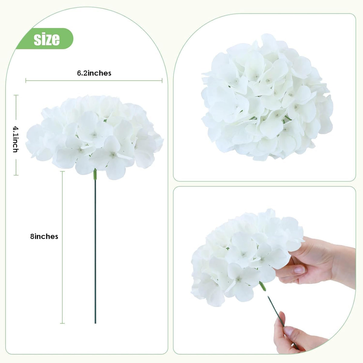 65pcs White Hydrangea Artificial Flowers Bulk (Not Squished, No Steaming Need) Ivory Faux Hydrangeas Bouquet Silk Flowers with Stems for Wedding,Party,Centerpieces,Home,Baby Shower Decor