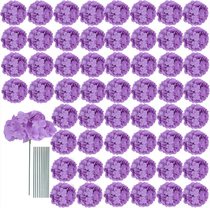 65pcs White Hydrangea Artificial Flowers Bulk (Not Squished, No Steaming Need) Ivory Faux Hydrangeas Bouquet Silk Flowers with Stems for Wedding,Party,Centerpieces,Home,Baby Shower Decor