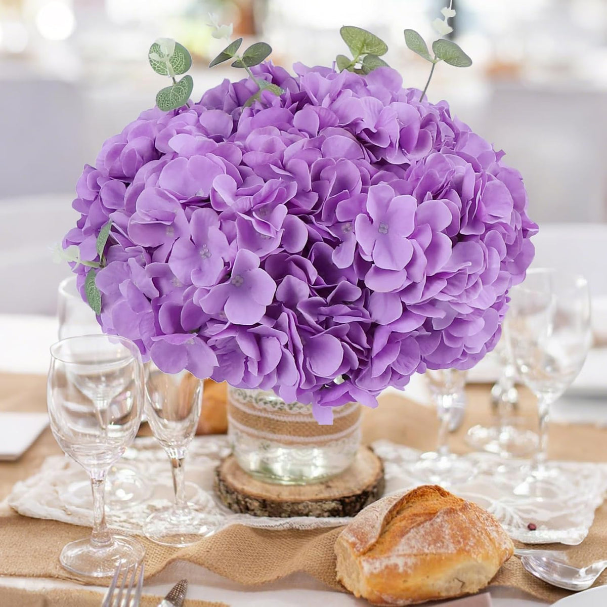 65pcs White Hydrangea Artificial Flowers Bulk (Not Squished, No Steaming Need) Ivory Faux Hydrangeas Bouquet Silk Flowers with Stems for Wedding,Party,Centerpieces,Home,Baby Shower Decor