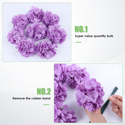 65pcs White Hydrangea Artificial Flowers Bulk (Not Squished, No Steaming Need) Ivory Faux Hydrangeas Bouquet Silk Flowers with Stems for Wedding,Party,Centerpieces,Home,Baby Shower Decor