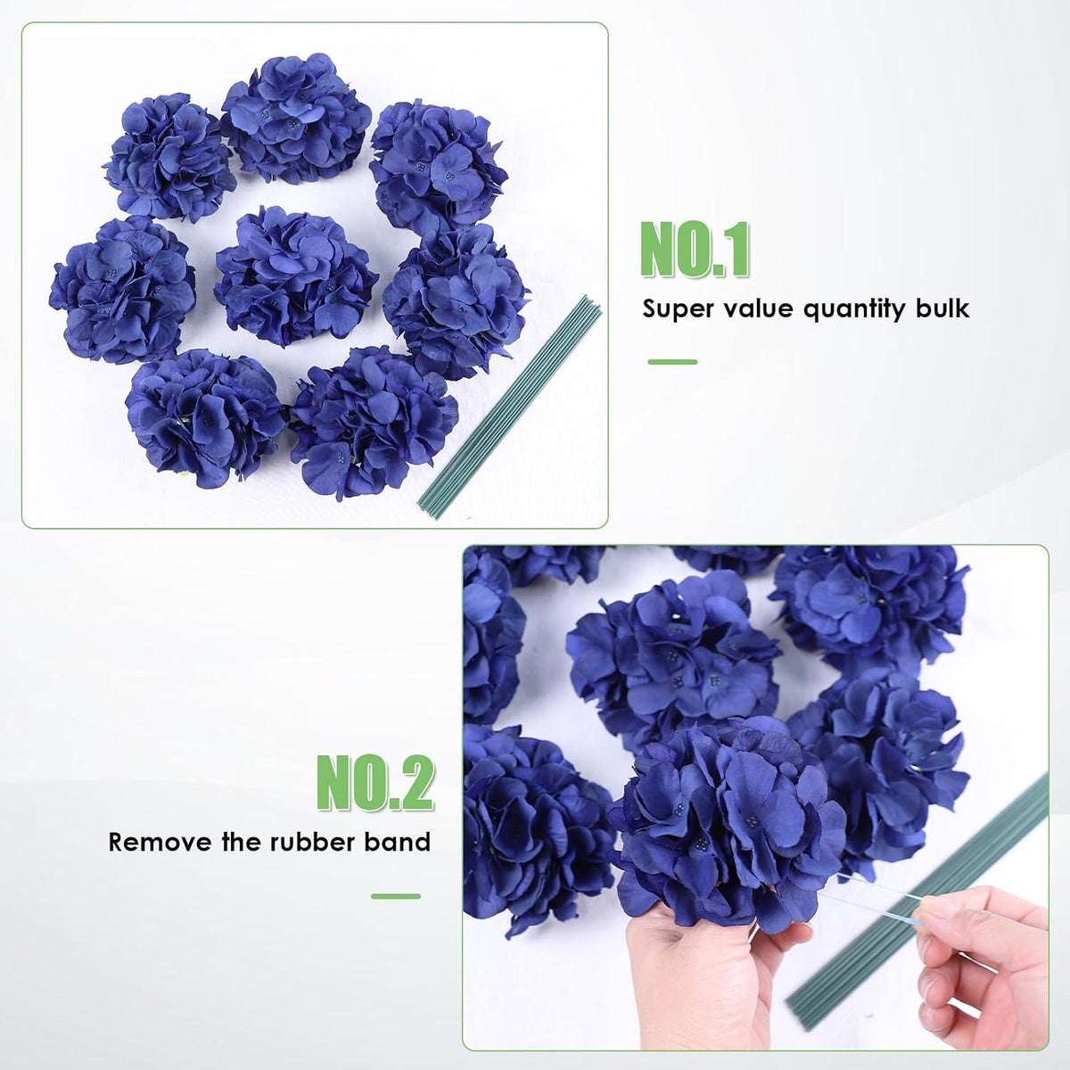 65pcs White Hydrangea Artificial Flowers Bulk (Not Squished, No Steaming Need) Ivory Faux Hydrangeas Bouquet Silk Flowers with Stems for Wedding,Party,Centerpieces,Home,Baby Shower Decor