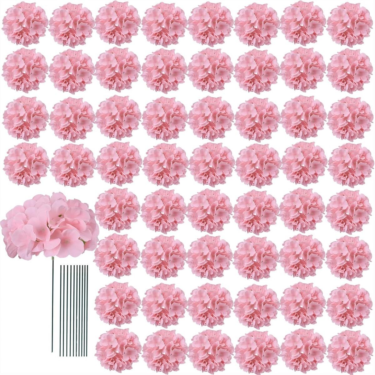 65pcs White Hydrangea Artificial Flowers Bulk (Not Squished, No Steaming Need) Ivory Faux Hydrangeas Bouquet Silk Flowers with Stems for Wedding,Party,Centerpieces,Home,Baby Shower Decor