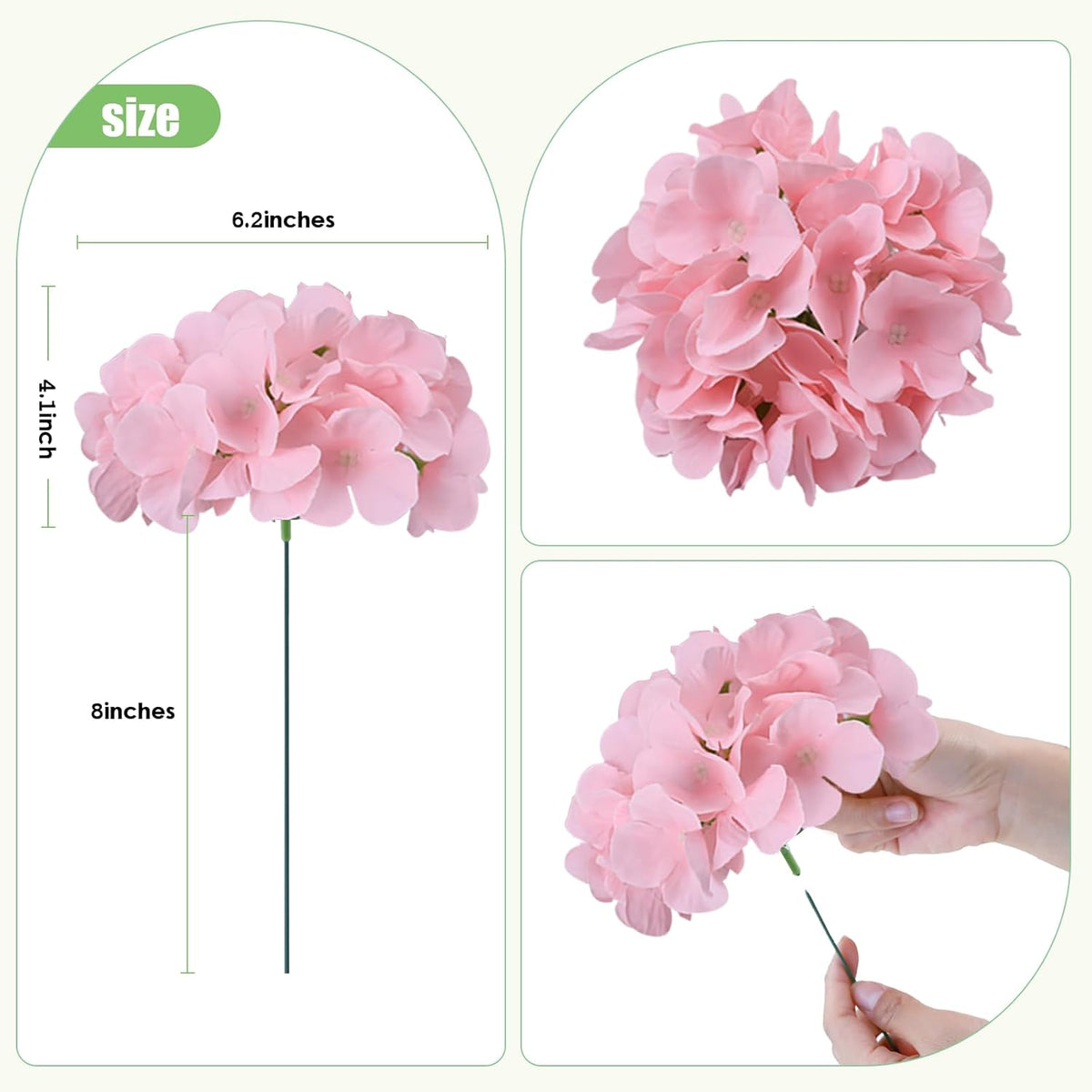 65pcs White Hydrangea Artificial Flowers Bulk (Not Squished, No Steaming Need) Ivory Faux Hydrangeas Bouquet Silk Flowers with Stems for Wedding,Party,Centerpieces,Home,Baby Shower Decor
