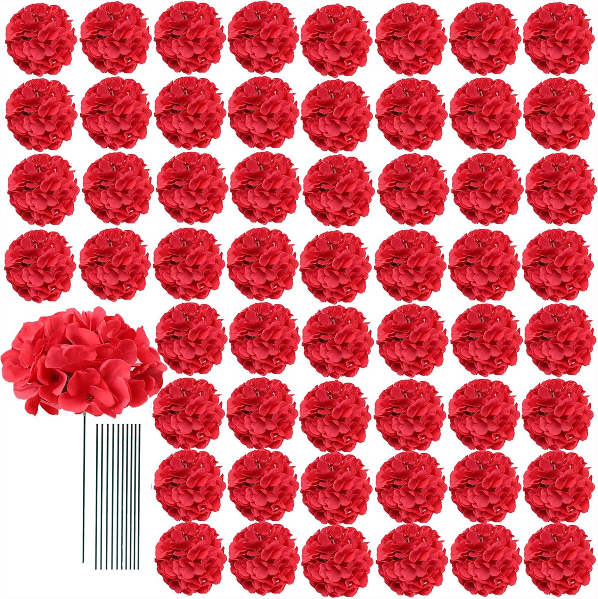 65pcs White Hydrangea Artificial Flowers Bulk (Not Squished, No Steaming Need) Ivory Faux Hydrangeas Bouquet Silk Flowers with Stems for Wedding,Party,Centerpieces,Home,Baby Shower Decor
