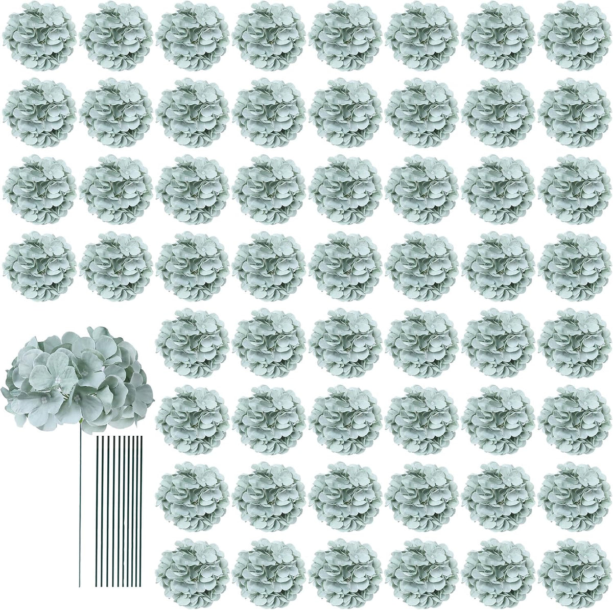 65pcs White Hydrangea Artificial Flowers Bulk (Not Squished, No Steaming Need) Ivory Faux Hydrangeas Bouquet Silk Flowers with Stems for Wedding,Party,Centerpieces,Home,Baby Shower Decor