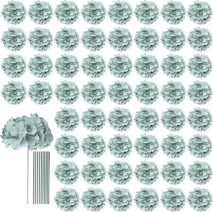 65pcs White Hydrangea Artificial Flowers Bulk (Not Squished, No Steaming Need) Ivory Faux Hydrangeas Bouquet Silk Flowers with Stems for Wedding,Party,Centerpieces,Home,Baby Shower Decor
