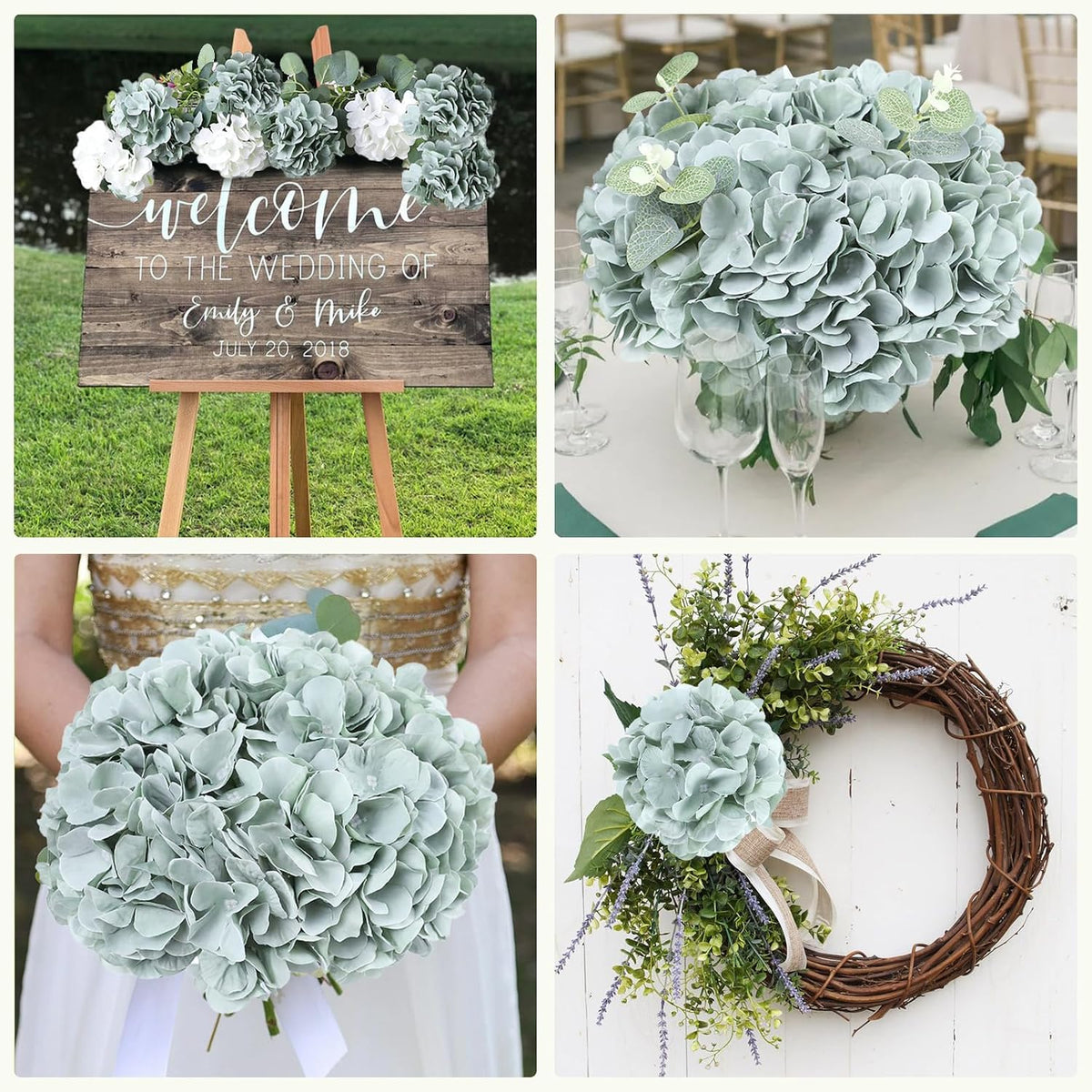 65pcs White Hydrangea Artificial Flowers Bulk (Not Squished, No Steaming Need) Ivory Faux Hydrangeas Bouquet Silk Flowers with Stems for Wedding,Party,Centerpieces,Home,Baby Shower Decor