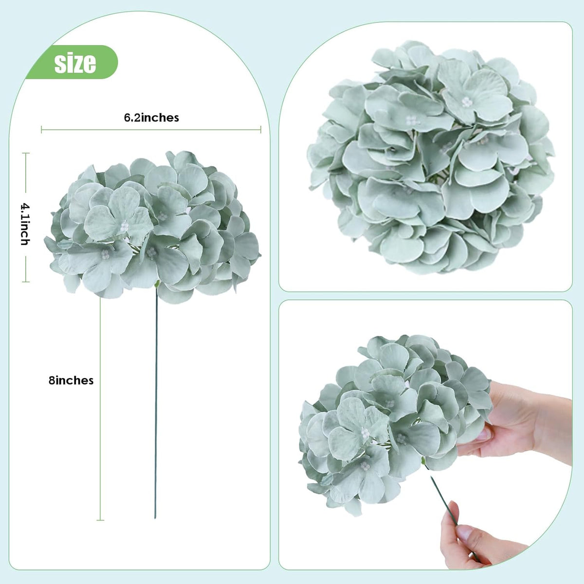 65pcs White Hydrangea Artificial Flowers Bulk (Not Squished, No Steaming Need) Ivory Faux Hydrangeas Bouquet Silk Flowers with Stems for Wedding,Party,Centerpieces,Home,Baby Shower Decor