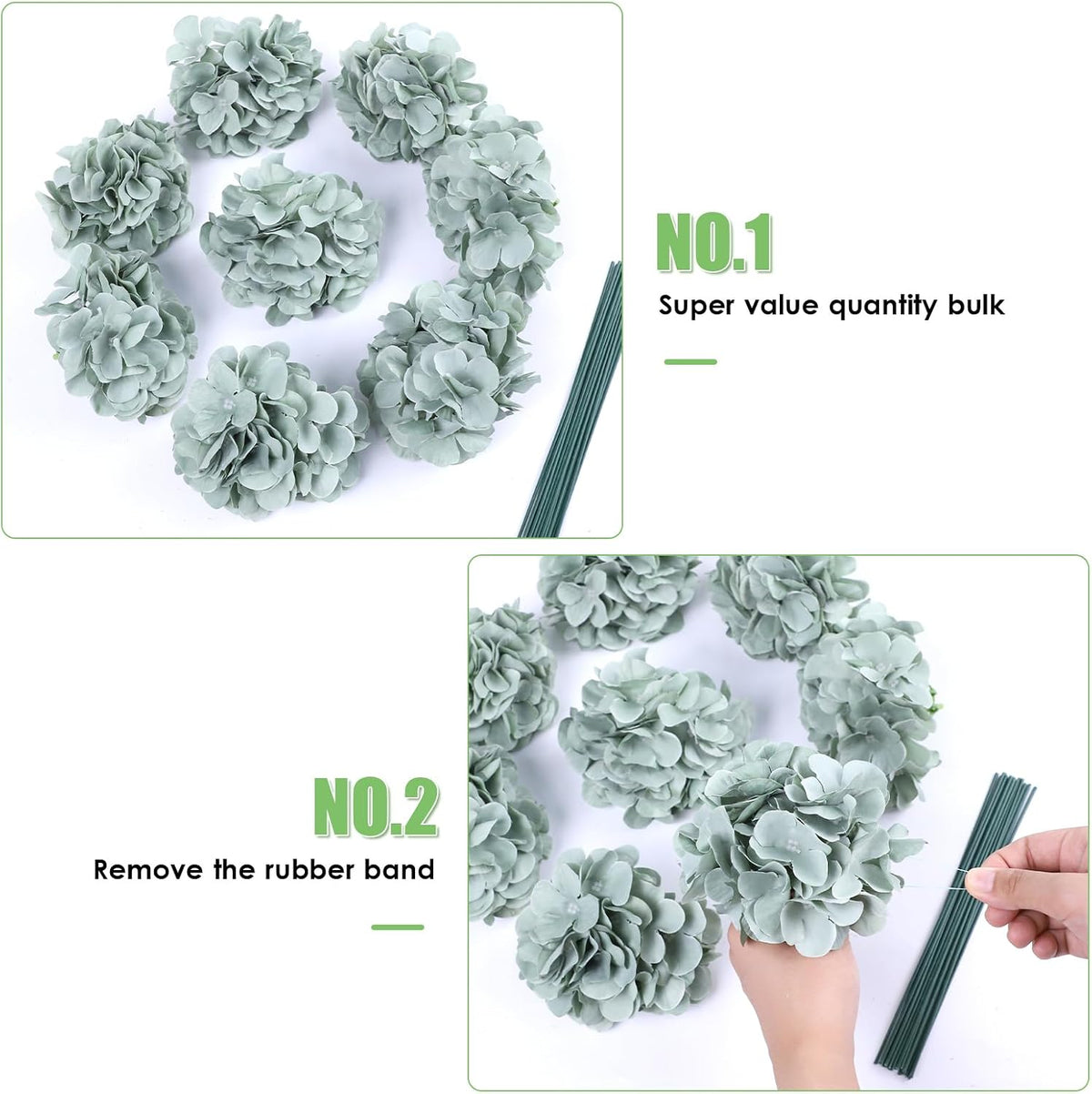 65pcs White Hydrangea Artificial Flowers Bulk (Not Squished, No Steaming Need) Ivory Faux Hydrangeas Bouquet Silk Flowers with Stems for Wedding,Party,Centerpieces,Home,Baby Shower Decor
