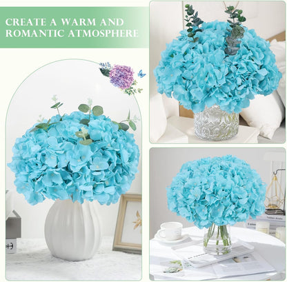 65pcs White Hydrangea Artificial Flowers Bulk (Not Squished, No Steaming Need) Ivory Faux Hydrangeas Bouquet Silk Flowers with Stems for Wedding,Party,Centerpieces,Home,Baby Shower Decor
