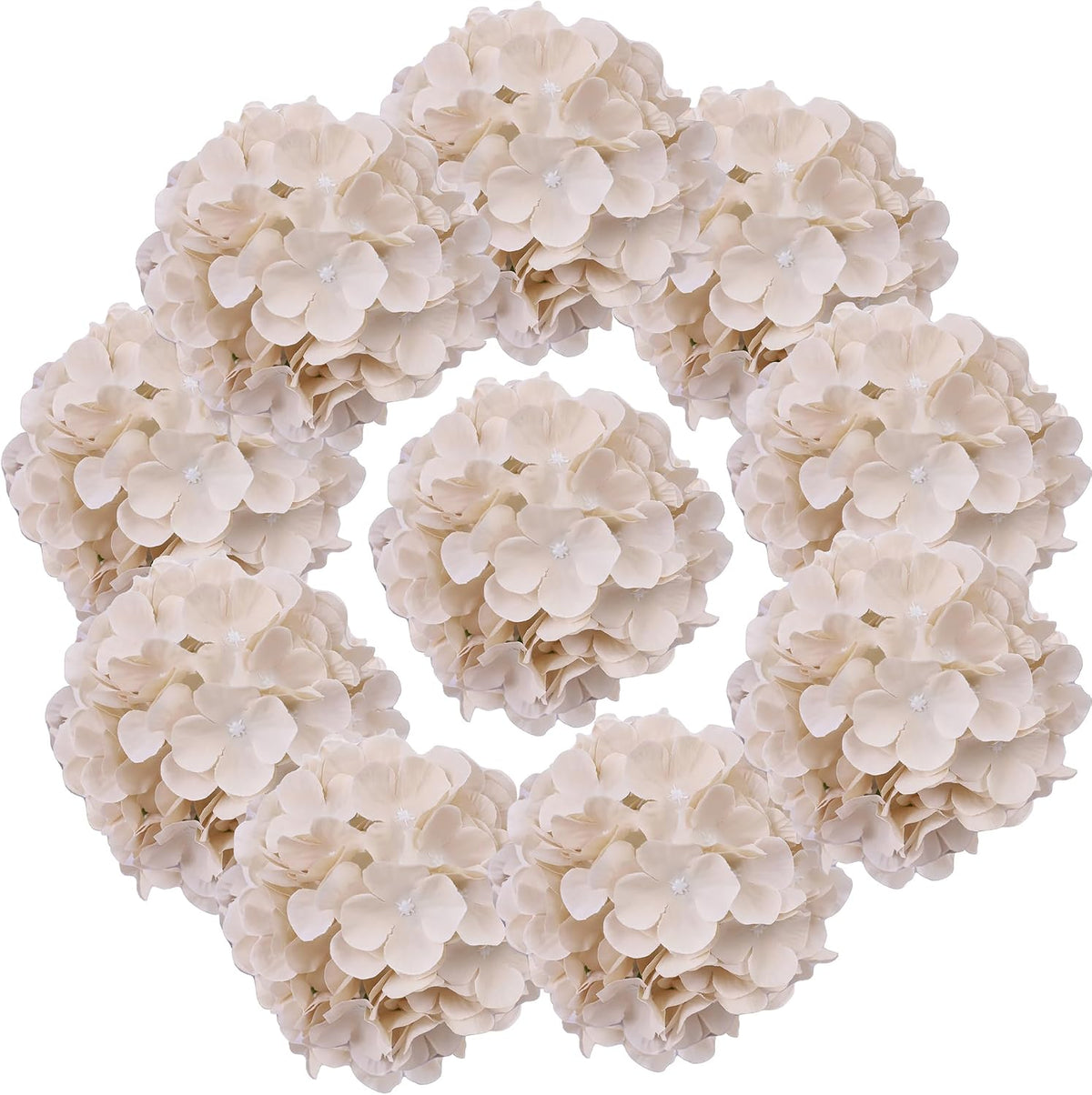65pcs White Hydrangea Artificial Flowers Bulk (Not Squished, No Steaming Need) Ivory Faux Hydrangeas Bouquet Silk Flowers with Stems for Wedding,Party,Centerpieces,Home,Baby Shower Decor