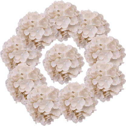65pcs White Hydrangea Artificial Flowers Bulk (Not Squished, No Steaming Need) Ivory Faux Hydrangeas Bouquet Silk Flowers with Stems for Wedding,Party,Centerpieces,Home,Baby Shower Decor