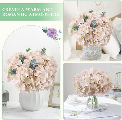65pcs White Hydrangea Artificial Flowers Bulk (Not Squished, No Steaming Need) Ivory Faux Hydrangeas Bouquet Silk Flowers with Stems for Wedding,Party,Centerpieces,Home,Baby Shower Decor