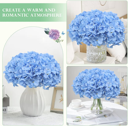 65pcs White Hydrangea Artificial Flowers Bulk (Not Squished, No Steaming Need) Ivory Faux Hydrangeas Bouquet Silk Flowers with Stems for Wedding,Party,Centerpieces,Home,Baby Shower Decor