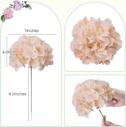 65pcs White Hydrangea Artificial Flowers Bulk (Not Squished, No Steaming Need) Ivory Faux Hydrangeas Bouquet Silk Flowers with Stems for Wedding,Party,Centerpieces,Home,Baby Shower Decor