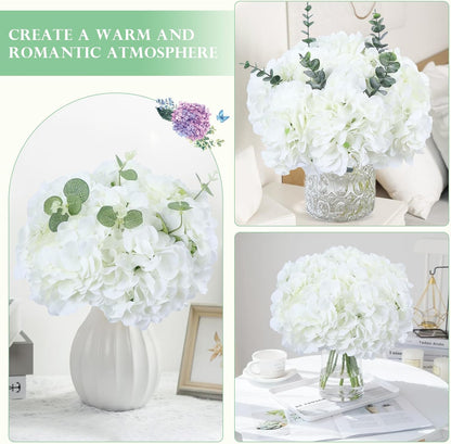 65pcs White Hydrangea Artificial Flowers Bulk (Not Squished, No Steaming Need) Ivory Faux Hydrangeas Bouquet Silk Flowers with Stems for Wedding,Party,Centerpieces,Home,Baby Shower Decor
