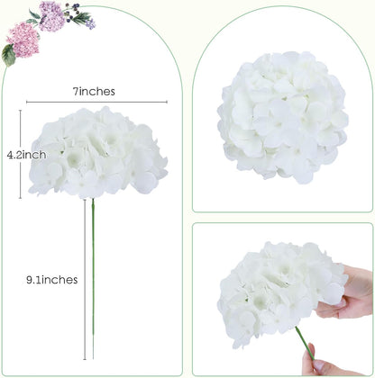65pcs White Hydrangea Artificial Flowers Bulk (Not Squished, No Steaming Need) Ivory Faux Hydrangeas Bouquet Silk Flowers with Stems for Wedding,Party,Centerpieces,Home,Baby Shower Decor
