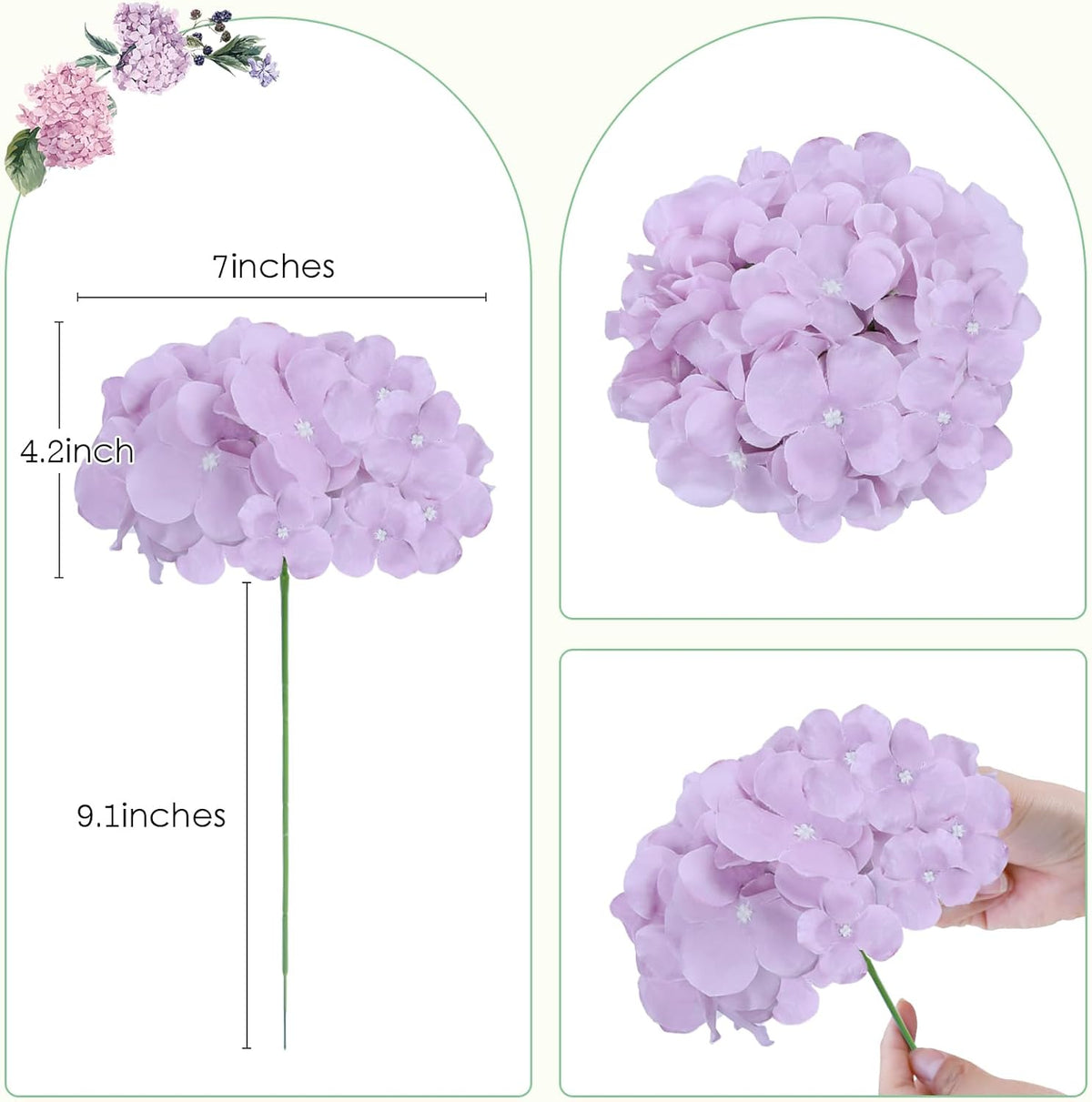 65pcs White Hydrangea Artificial Flowers Bulk (Not Squished, No Steaming Need) Ivory Faux Hydrangeas Bouquet Silk Flowers with Stems for Wedding,Party,Centerpieces,Home,Baby Shower Decor