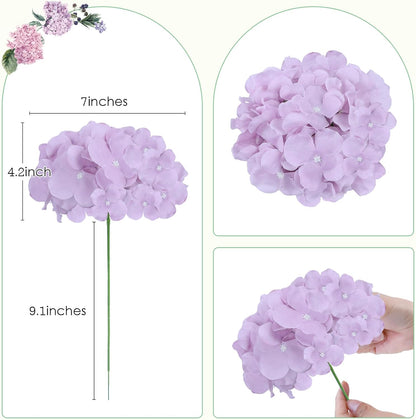 65pcs White Hydrangea Artificial Flowers Bulk (Not Squished, No Steaming Need) Ivory Faux Hydrangeas Bouquet Silk Flowers with Stems for Wedding,Party,Centerpieces,Home,Baby Shower Decor
