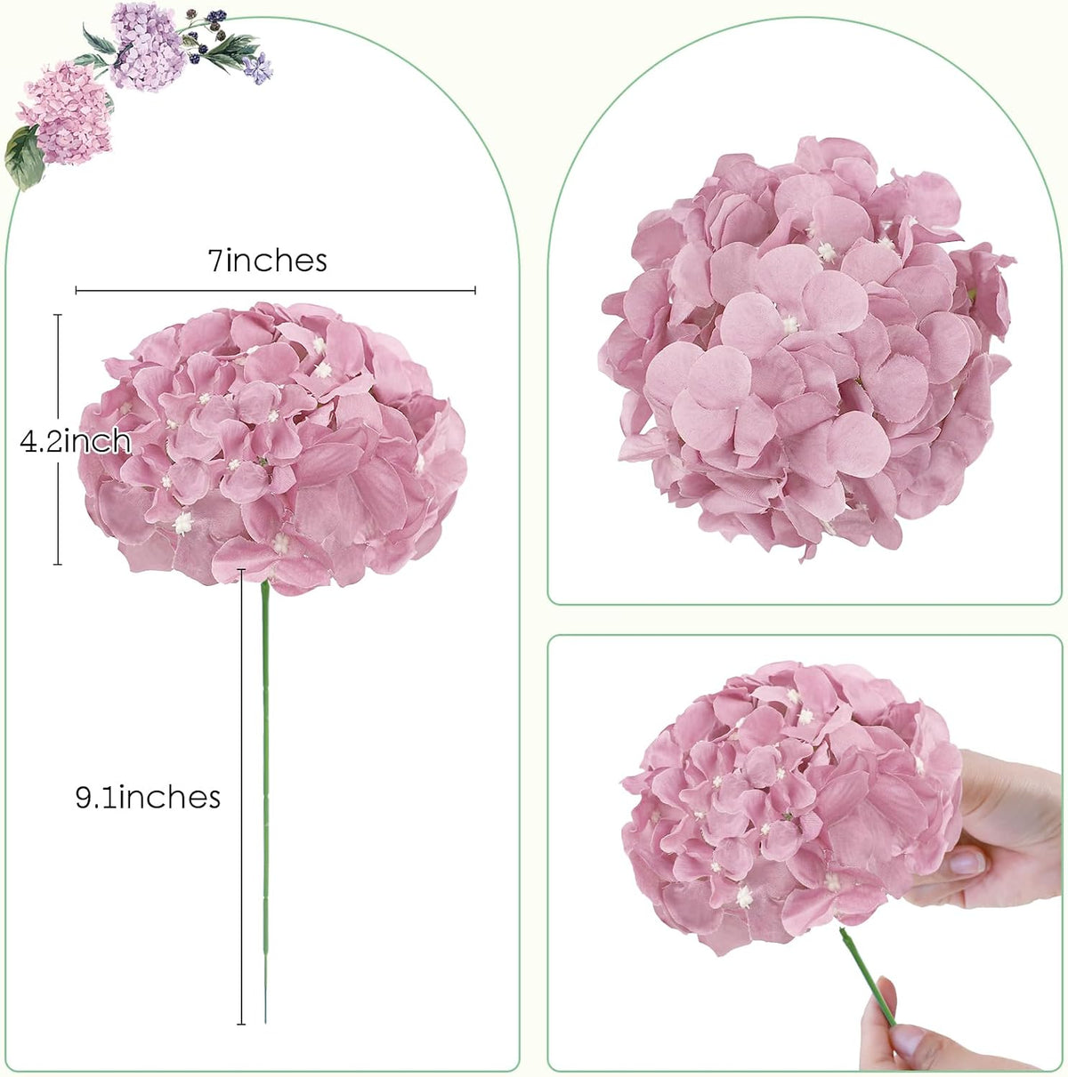 65pcs White Hydrangea Artificial Flowers Bulk (Not Squished, No Steaming Need) Ivory Faux Hydrangeas Bouquet Silk Flowers with Stems for Wedding,Party,Centerpieces,Home,Baby Shower Decor