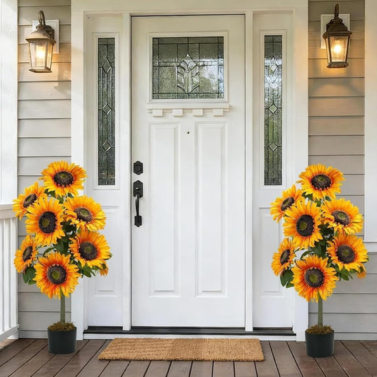 2Pcs 3ft Artificial Sunflowers Outdoors Large Porch Potted Plants for Porch