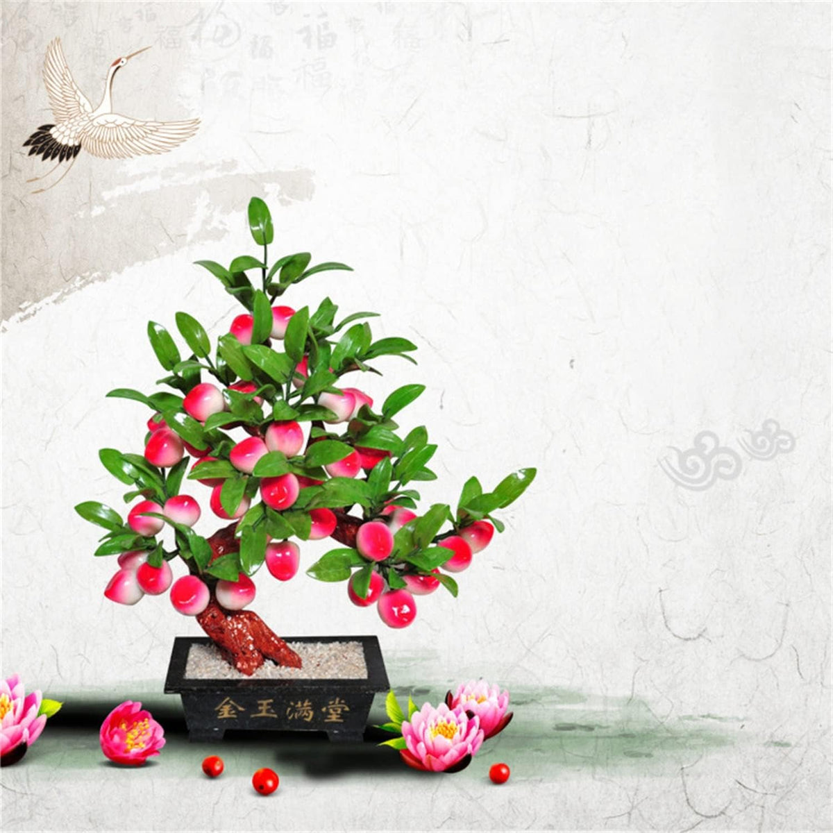 Crystals Tree Natural Jade Bonsai Artificial Peach Tree Living Room Porch Decoration Money Feng Shui Potted Home Creative Gifts Bonsai Tree (Size : 8)