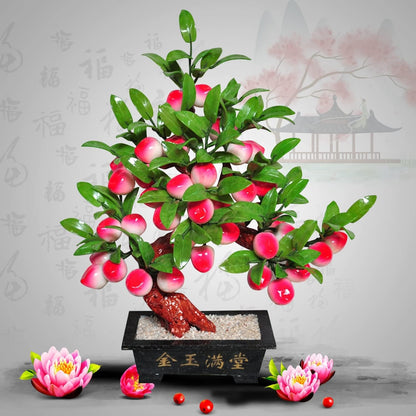Crystals Tree Natural Jade Bonsai Artificial Peach Tree Living Room Porch Decoration Money Feng Shui Potted Home Creative Gifts Bonsai Tree (Size : 8)