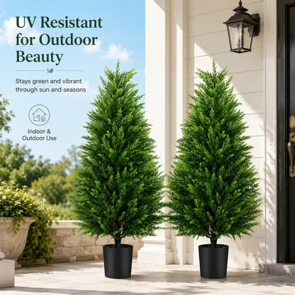 Artificial Topiary Cedar Trees, 3FT Tall, Set of 2