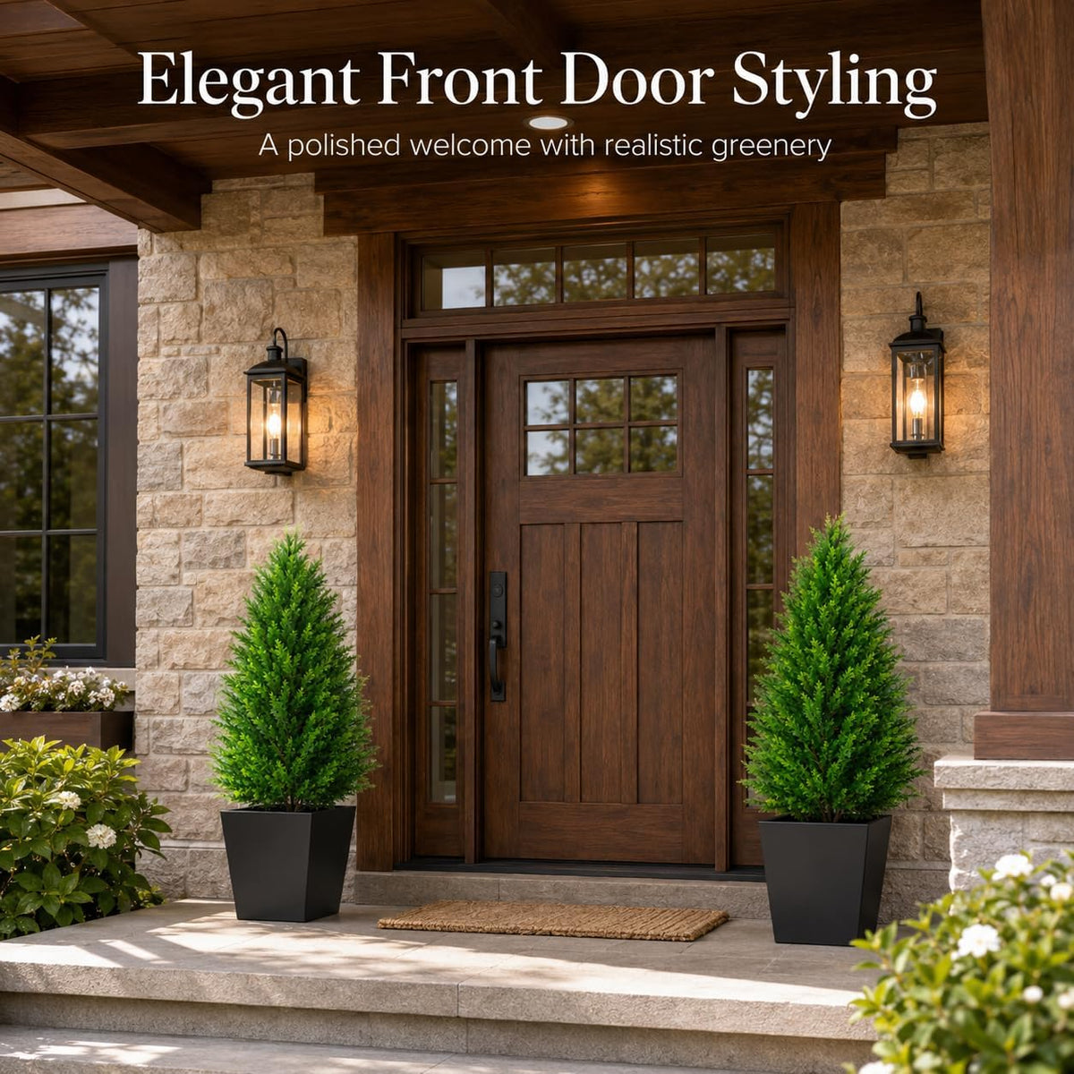 Artificial Topiary Cedar Trees, 3FT Tall, Set of 2