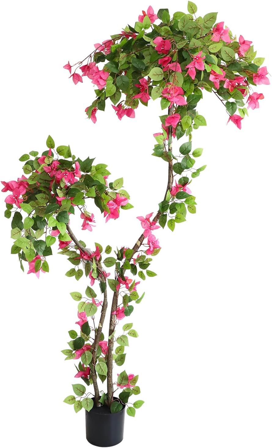 5 Feet Artificial Bougainvillea Tree with Flowers in Plastic Pot Faux Blooming Tree for Decor Indoor or Outdoor Home Office, 1 PCS(63 inch)