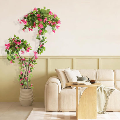 5 Feet Artificial Bougainvillea Tree with Flowers in Plastic Pot Faux Blooming Tree for Decor Indoor or Outdoor Home Office, 1 PCS(63 inch)