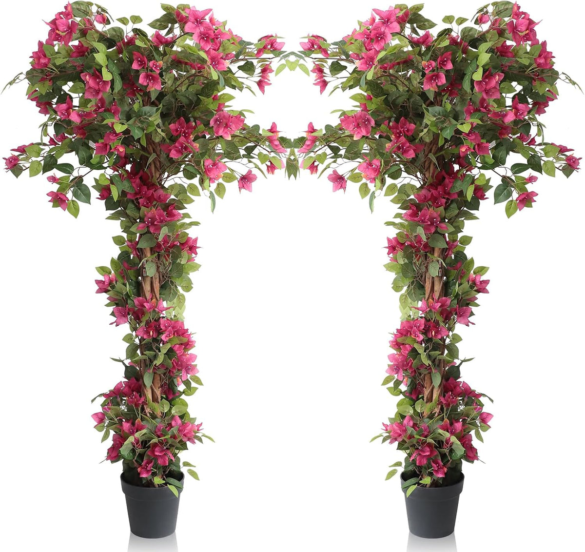5 Feet Artificial Bougainvillea Tree with Flowers in Plastic Pot Faux Blooming Tree for Decor Indoor or Outdoor Home Office, 1 PCS(63 inch)