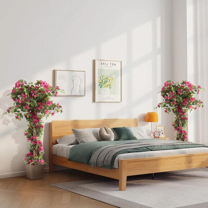 5 Feet Artificial Bougainvillea Tree with Flowers in Plastic Pot Faux Blooming Tree for Decor Indoor or Outdoor Home Office, 1 PCS(63 inch)