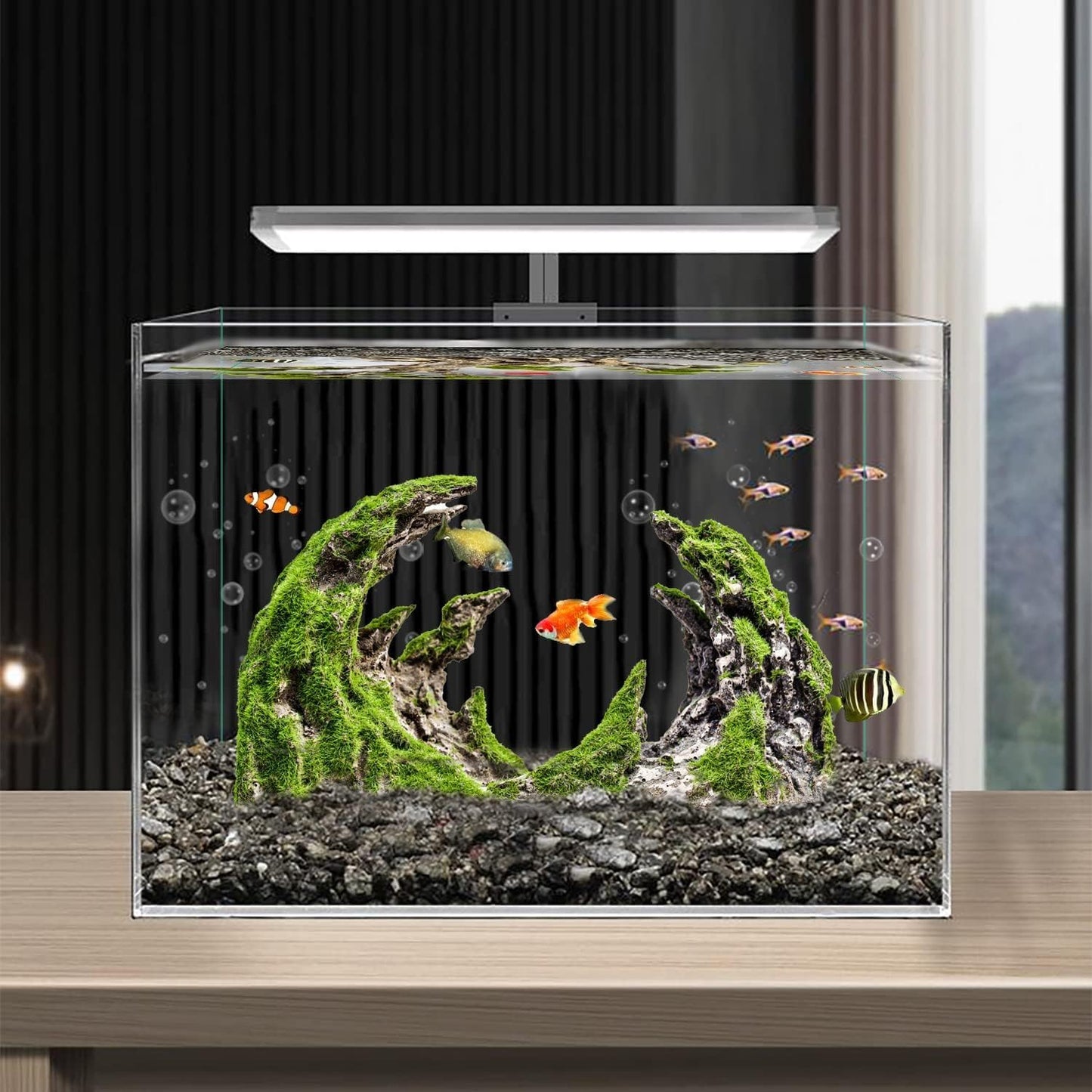 Fish Tank Decor- Jagged Canyon Rock Formation ，Made of Solid Sandstone，Suitable for a Variety of Fish Tank Scenes, DIY Planting Moss, Safe and Non-Toxic