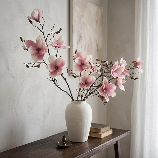 2 Pack Deep Pink Artificial Magnolia Branches, 35.4" Tall