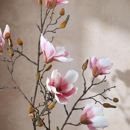 2 Pack Deep Pink Artificial Magnolia Branches, 35.4" Tall