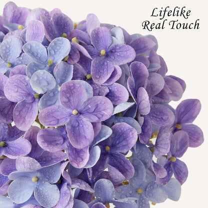 JINWOE Light Blue Hydrangea Artificial Flowers,4Pcs 20" Real Touch Lifelike Silk Artificial Hydrangeas, Full Fake Flowers for Bouquet Table Centerpieces Spring Wedding Indoor Home