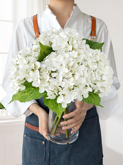 JINWOE Light Blue Hydrangea Artificial Flowers,4Pcs 20" Real Touch Lifelike Silk Artificial Hydrangeas, Full Fake Flowers for Bouquet Table Centerpieces Spring Wedding Indoor Home
