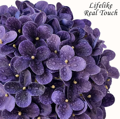 JINWOE Light Blue Hydrangea Artificial Flowers,4Pcs 20" Real Touch Lifelike Silk Artificial Hydrangeas, Full Fake Flowers for Bouquet Table Centerpieces Spring Wedding Indoor Home