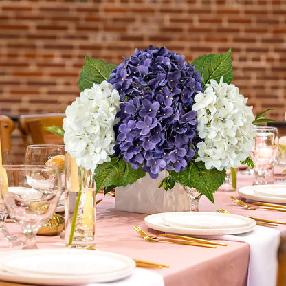 JINWOE Light Blue Hydrangea Artificial Flowers,4Pcs 20" Real Touch Lifelike Silk Artificial Hydrangeas, Full Fake Flowers for Bouquet Table Centerpieces Spring Wedding Indoor Home