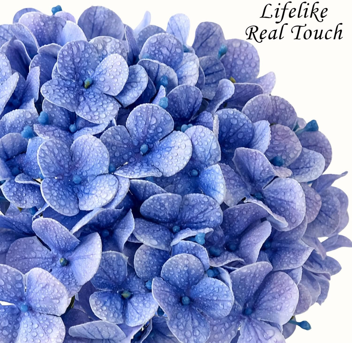 JINWOE Light Blue Hydrangea Artificial Flowers,4Pcs 20" Real Touch Lifelike Silk Artificial Hydrangeas, Full Fake Flowers for Bouquet Table Centerpieces Spring Wedding Indoor Home