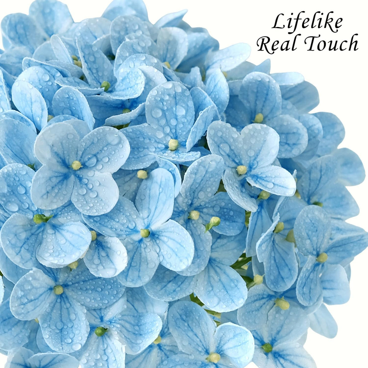 JINWOE Light Blue Hydrangea Artificial Flowers,4Pcs 20" Real Touch Lifelike Silk Artificial Hydrangeas, Full Fake Flowers for Bouquet Table Centerpieces Spring Wedding Indoor Home