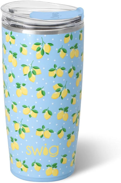 32oz Insulated Tumbler with Lid, Lemon Meringue | Triple Insulated Stainless Steel - Lid Included - Keeps Drinks Cold or Hot - Cup Holder Friendly - Dishwasher Safe