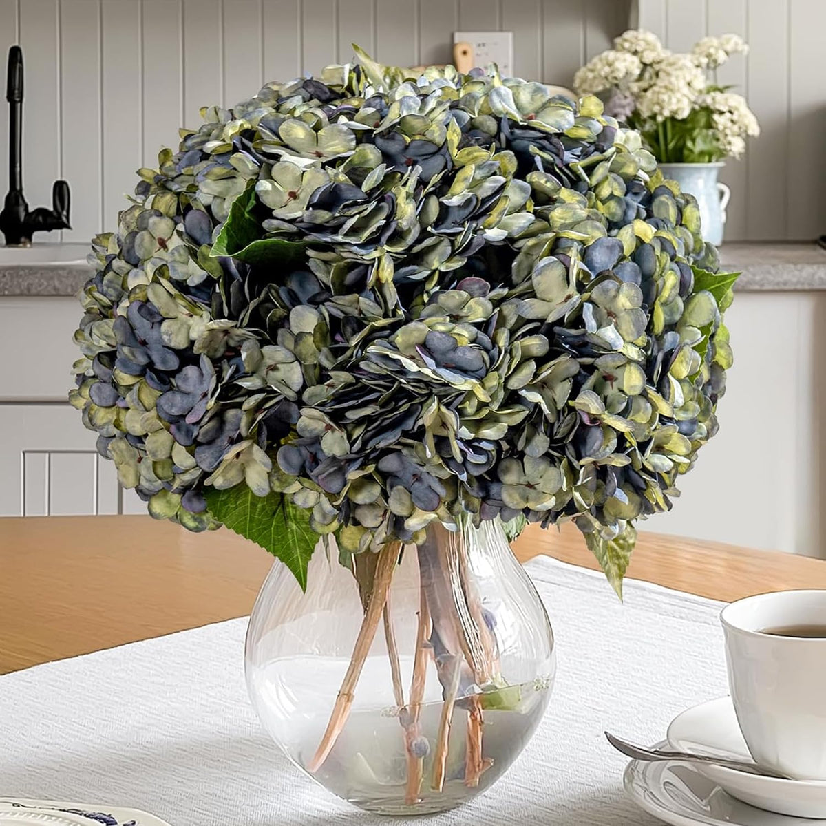 10PCS Faux Hydrangea Flower Hydrangea Artificial Flowers Hydrangea Bouquet Faux Flower Table Centerpieces for Home Wedding Bridal Bouquet Office Party DIY Floral Decor